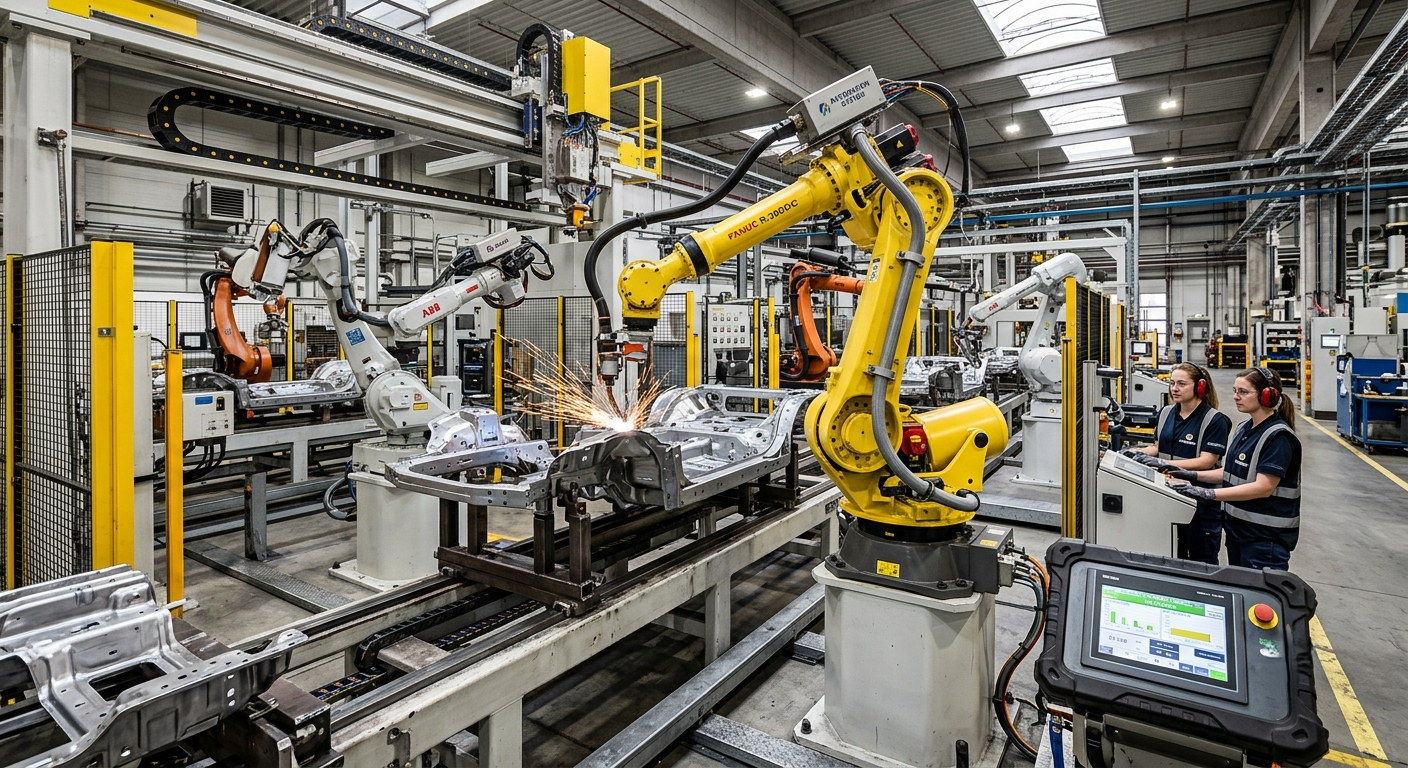 Smart factories using industrial robotics and AI automation in modern manufacturing