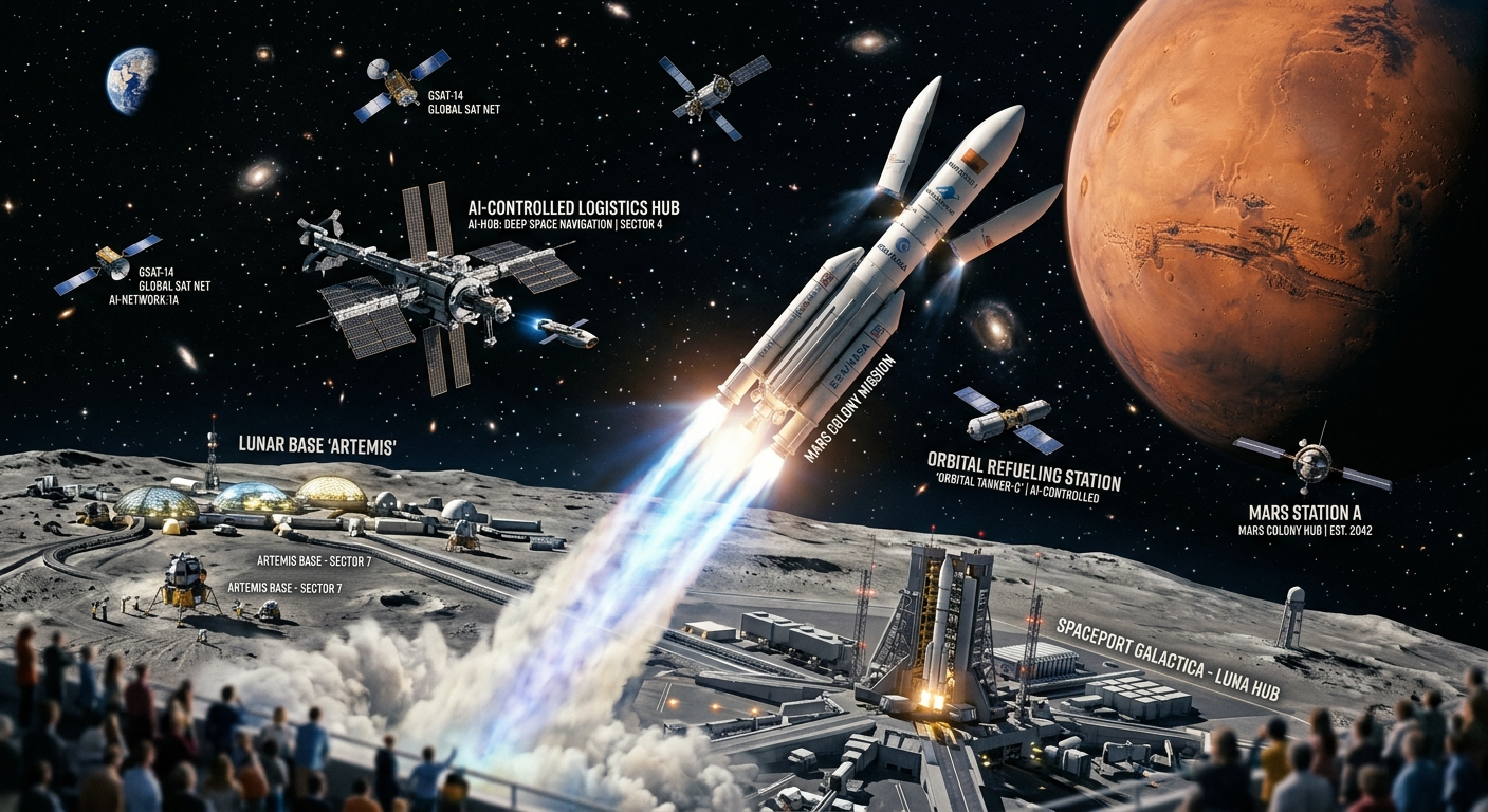 Space Technology driving private exploration with advanced rockets and Mars missions in 2026