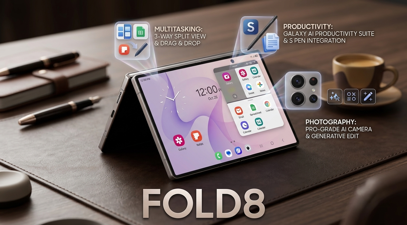 Samsung Galaxy Z Fold 8 foldable smartphone with Galaxy AI features